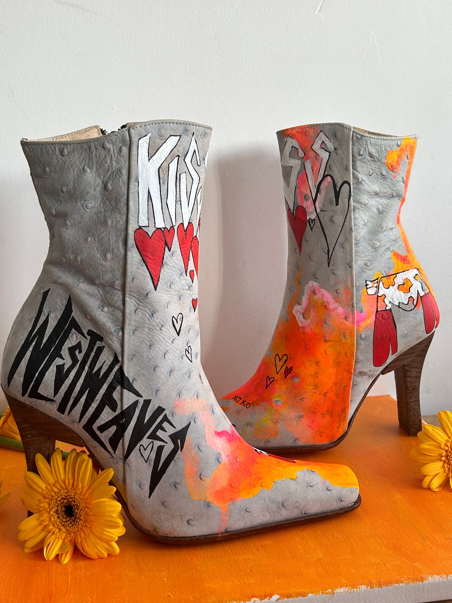 Hand Painted Ankle Boots