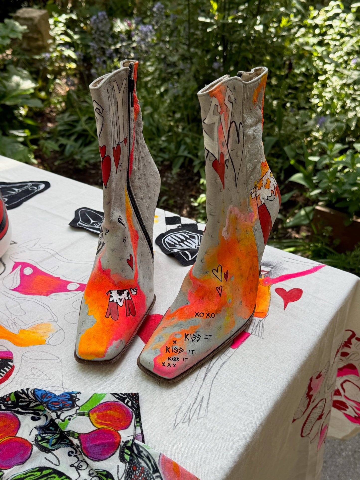 Hand Painted Ankle Boots