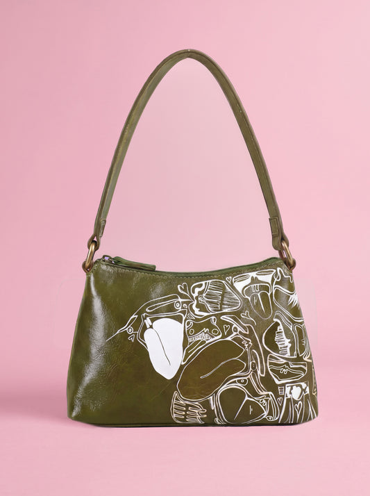 Olive Green Signature Custom Leather Handbag